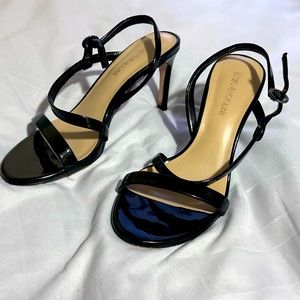 Enzo Angiolini Sandria Black Patent Leather Stiletto Sandals
